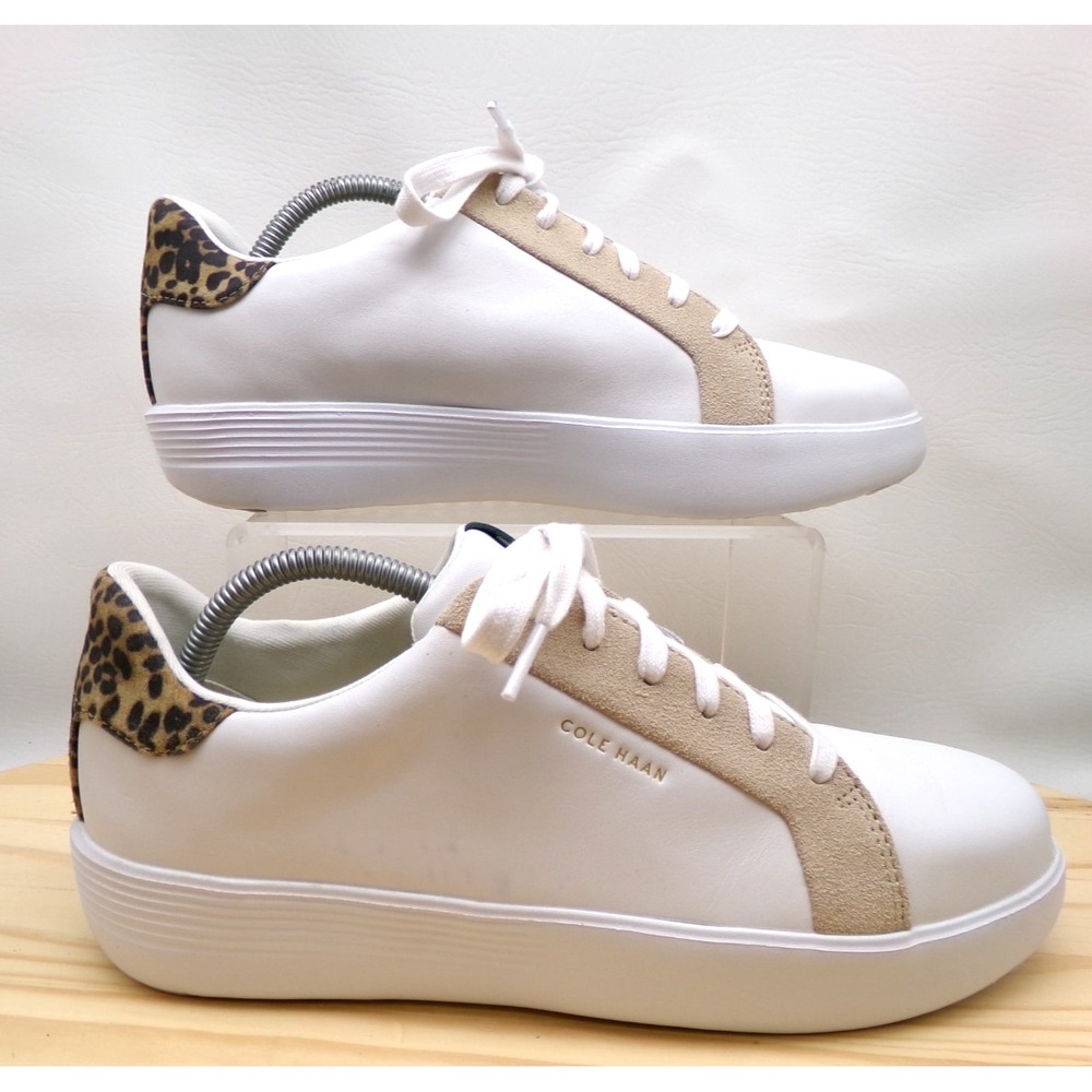 Cole Haan Grand Crosscourt Joy Platform Sneaker Women 10.5 B Optic White Leopard